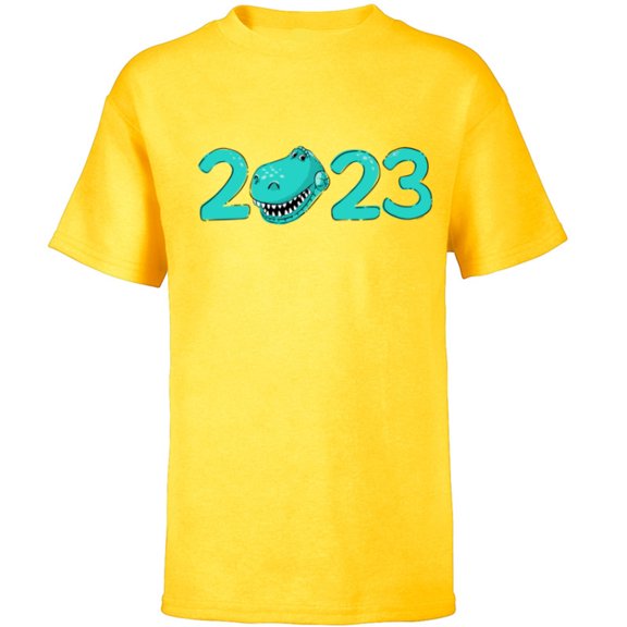 Disney and Pixar’s Toy Story Rex 2023 New Year - Short Sleeve T-Shirt for Kids - Customized-Yellow