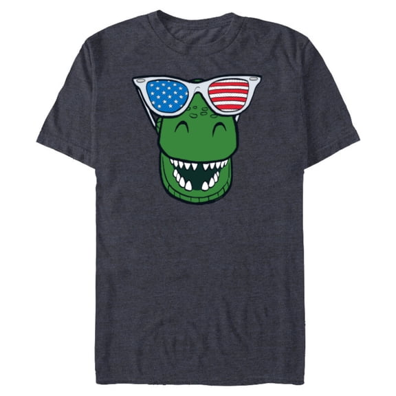 Disney and Pixar’s Toy Story Rex Fourth of July - Short Sleeve Blended T-Shirt for Adults - Customized-Navy Heather