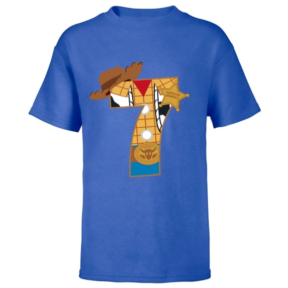 Disney and Pixar’s Toy Story Seventh Birthday 7 Years Old - Short Sleeve T-Shirt for Kids - Customized-Royal