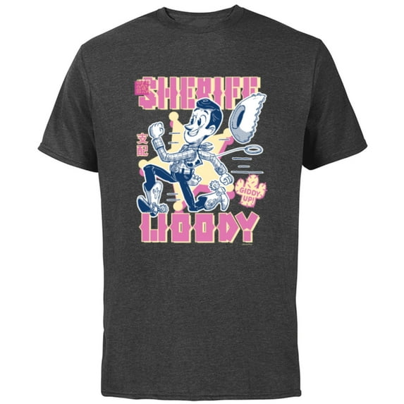 Disney and Pixar’s Toy Story Sheriff Woody Giddy Up - Short Sleeve Cotton T-Shirt for Adults - Customized-Charcoal