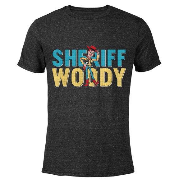 Disney and Pixar’s Toy Story Sheriff Woody - Short Sleeve Blended T-Shirt for Adults - Customized-Black