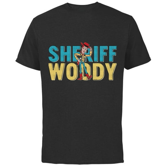 Disney and Pixar’s Toy Story Sheriff Woody - Short Sleeve Cotton T-Shirt for Adults - Customized-Black
