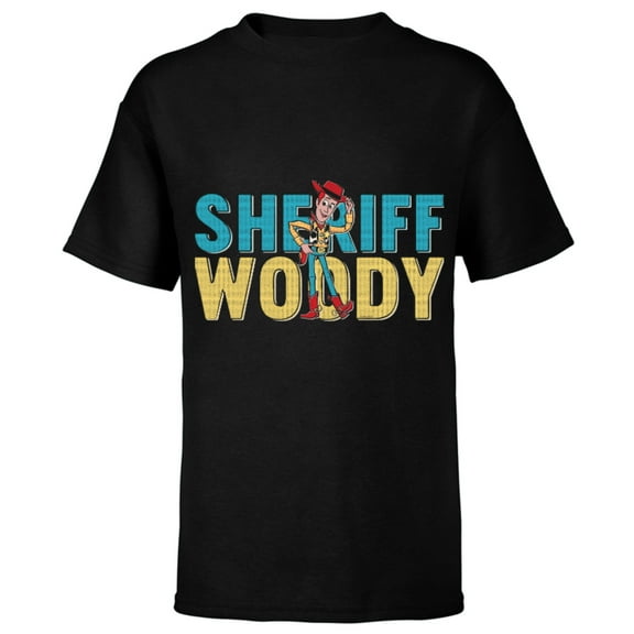 Disney and Pixar’s Toy Story Sheriff Woody - Short Sleeve T-Shirt for Kids - Customized-Black