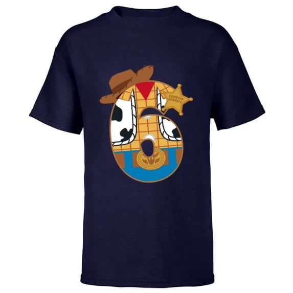 Disney and Pixar’s Toy Story Sixth Birthday 6 Years Old - Short Sleeve T-Shirt for Kids - Customized-Navy