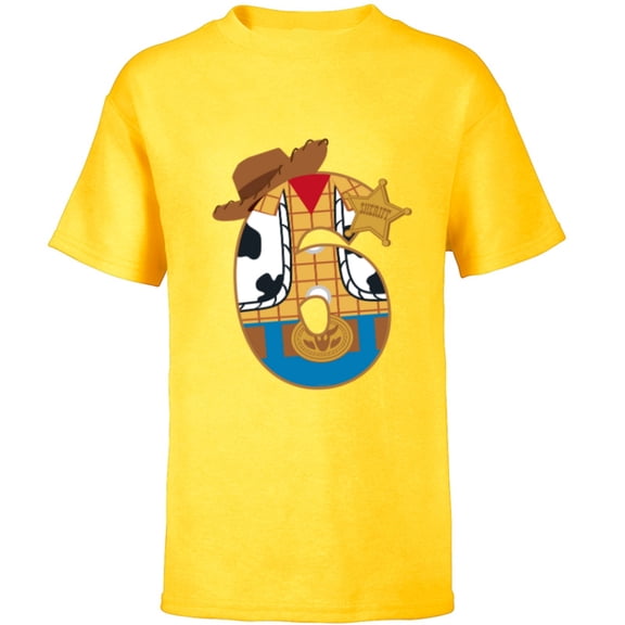 Disney and Pixar’s Toy Story Sixth Birthday 6 Years Old - Short Sleeve T-Shirt for Kids - Customized-Yellow