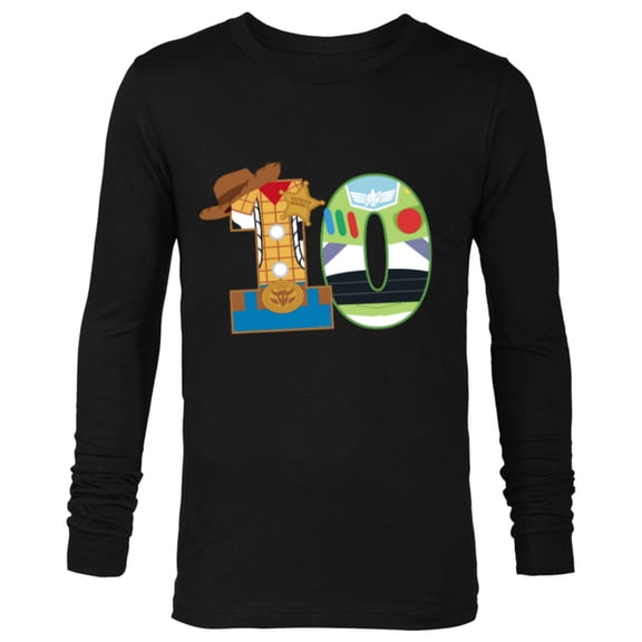 Disney and Pixar’s Toy Story Tenth Birthday 10 Years Old - Long Sleeve T-Shirt for Men - Customized-Black