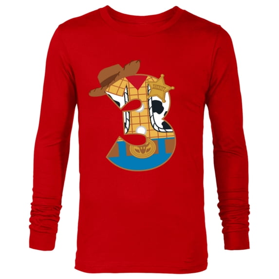 Disney and Pixar’s Toy Story Third Birthday 3 Years Old - Long Sleeve T-Shirt for Men - Customized-New Red