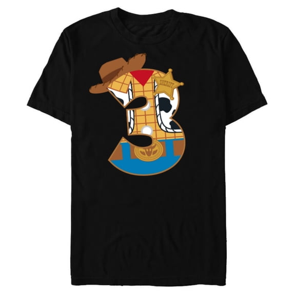 Disney and Pixar’s Toy Story Third Birthday 3 Years Old - Short Sleeve Blended T-Shirt for Adults - Customized-Black
