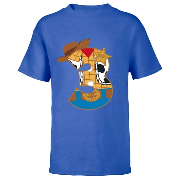 Disney and Pixar’s Toy Story Third Birthday 3 Years Old - Short Sleeve T-Shirt for Kids - Customized-Royal