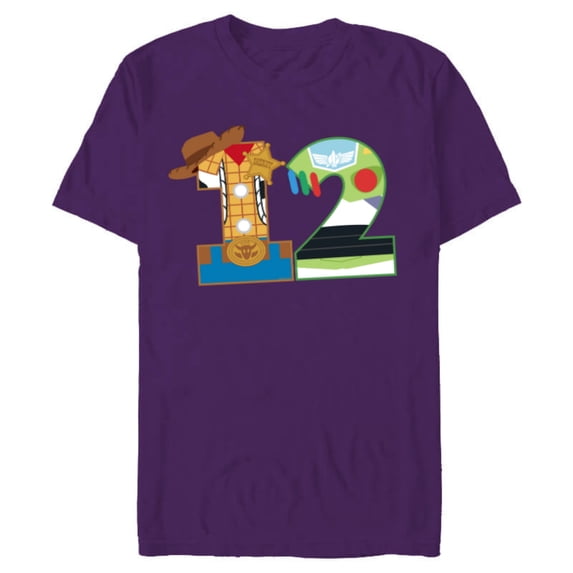 Disney and Pixar’s Toy Story Twelfth Birthday 12 Years Old - Short Sleeve Blended T-Shirt for Adults - Customized-Purple