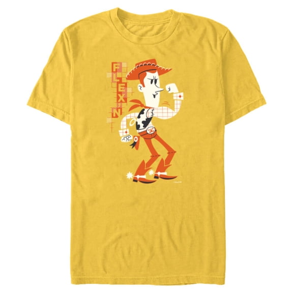 Disney and Pixar’s Toy Story Woody Flexin’ Stylized - Short Sleeve Blended T-Shirt for Adults - Customized-Yellow