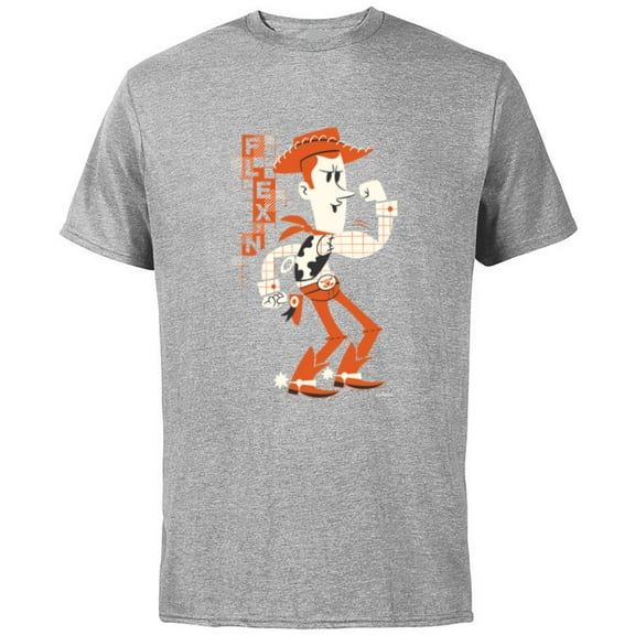 Disney and Pixar’s Toy Story Woody Flexin’ Stylized - Short Sleeve Cotton T-Shirt for Adults - Customized-Athletic Heather
