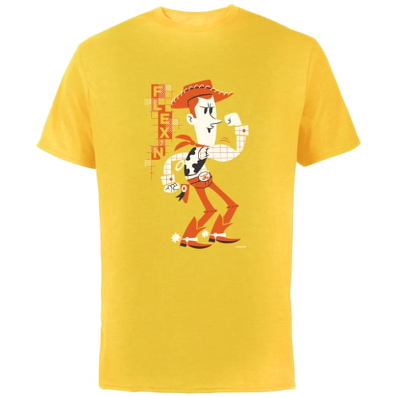 Disney and Pixar’s Toy Story Woody Flexin’ Stylized - Short Sleeve Cotton T-Shirt for Adults - Customized-Yellow
