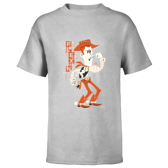 Disney and Pixar’s Toy Story Woody Flexin’ Stylized - Short Sleeve T-Shirt for Kids - Customized-Athletic Heather