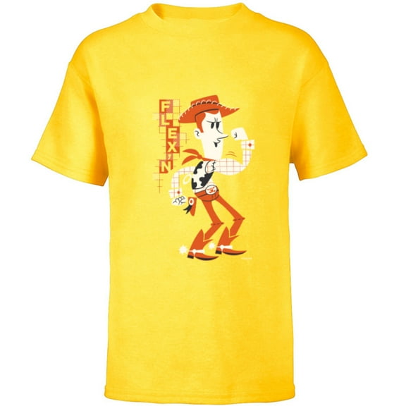 Disney and Pixar’s Toy Story Woody Flexin’ Stylized - Short Sleeve T-Shirt for Kids - Customized-Yellow