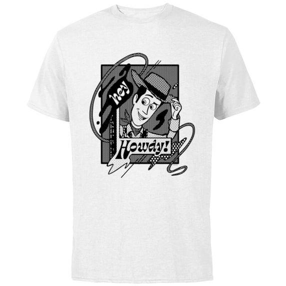 Disney and Pixar’s Toy Story Woody Hey Howdy! - Short Sleeve Cotton T-Shirt for Adults - Customized-White