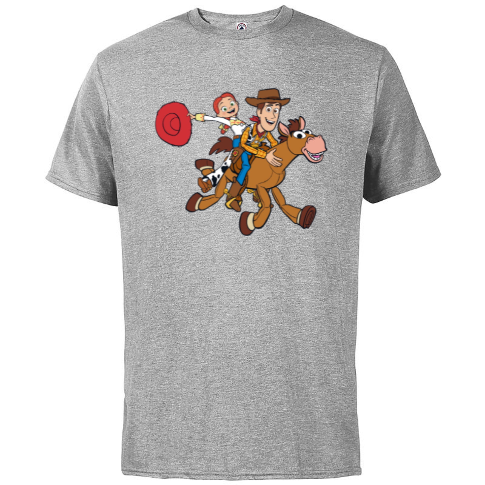 Disney and Pixar's Toy Story Woody Jessie Bullseye - Short Sleeve Cotton T- Shirt for Adults - Customized-Athletic Heather 