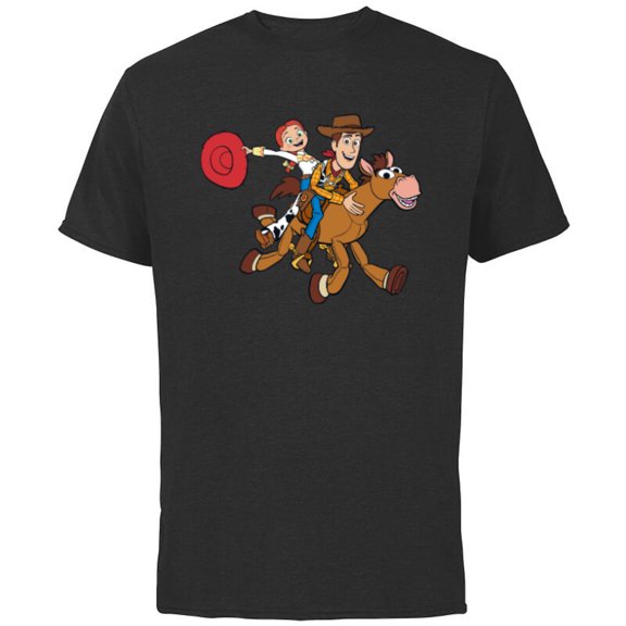 Disney and Pixar’s Toy Story Woody Jessie Bullseye - Short Sleeve Cotton T-Shirt for Adults - Customized-Black