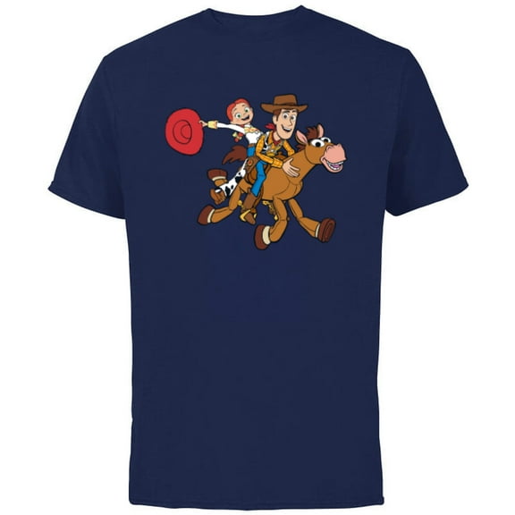 Disney and Pixar’s Toy Story Woody Jessie Bullseye - Short Sleeve Cotton T-Shirt for Adults - Customized-Navy