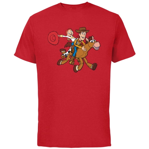 Disney and Pixar’s Toy Story Woody Jessie Bullseye - Short Sleeve Cotton T-Shirt for Adults - Customized-Red