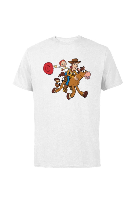 Disney and Pixar’s Toy Story Woody Jessie Bullseye - Short Sleeve Cotton T-Shirt for Adults - Customized-White