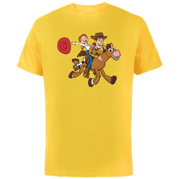 Disney and Pixar’s Toy Story Woody Jessie Bullseye - Short Sleeve Cotton T-Shirt for Adults - Customized-Yellow