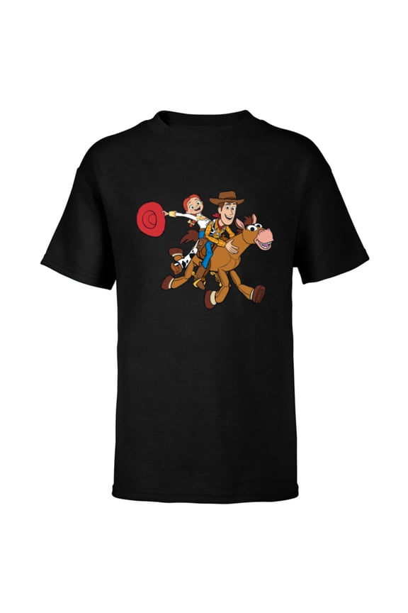 Disney and Pixar’s Toy Story Woody Jessie Bullseye - Short Sleeve T-Shirt for Kids - Customized-Black