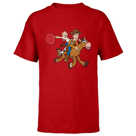 Disney and Pixar’s Toy Story Woody Jessie Bullseye - Short Sleeve T-Shirt for Kids - Customized-Red