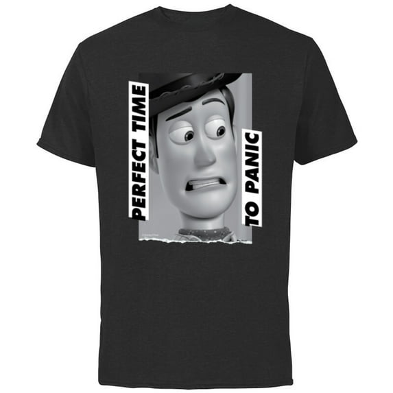 Disney and Pixar’s Toy Story Woody Perfect Time to Panic - Short Sleeve Cotton T-Shirt for Adults - Customized-Black