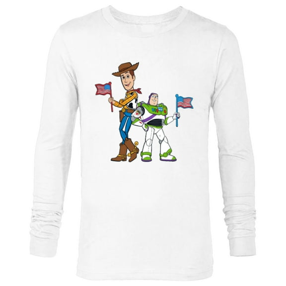Disney and Pixar’s Toy Story Woody and Buzz Fourth of July - Long Sleeve T-Shirt for Men - Customized-White