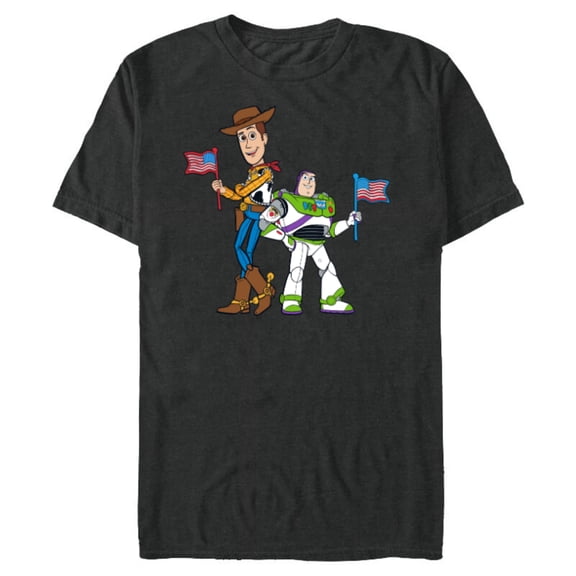Disney and Pixar’s Toy Story Woody and Buzz Fourth of July - Short Sleeve Blended T-Shirt for Adults - Customized-Dark Heather
