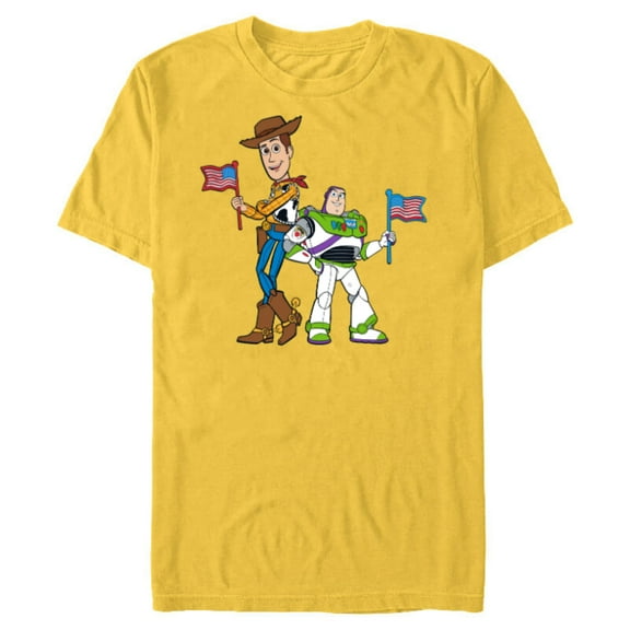 Disney and Pixar’s Toy Story Woody and Buzz Fourth of July - Short Sleeve Blended T-Shirt for Adults - Customized-Yellow