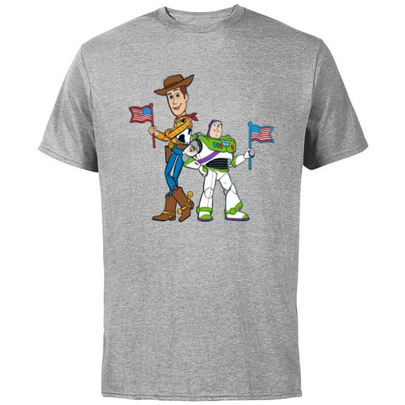 Disney and Pixar’s Toy Story Woody and Buzz Fourth of July - Short Sleeve Cotton T-Shirt for Adults - Customized-Athletic Heather
