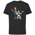 thumbnail image 1 of Disney and Pixar’s Toy Story Woody and Buzz Fourth of July - Short Sleeve Cotton T-Shirt for Adults - Customized-Black, 1 of 5