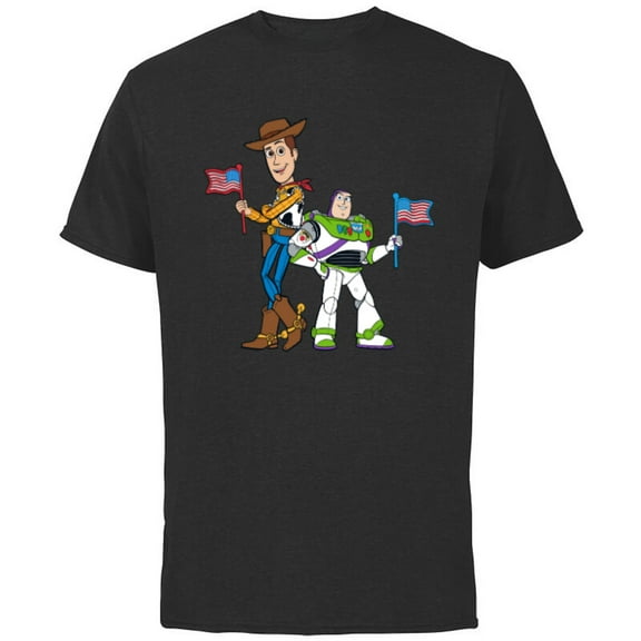 Disney and Pixar’s Toy Story Woody and Buzz Fourth of July - Short Sleeve Cotton T-Shirt for Adults - Customized-Black