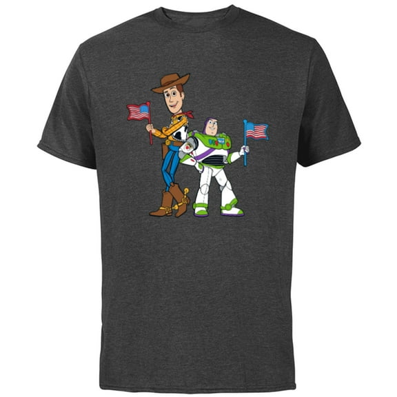 Disney and Pixar’s Toy Story Woody and Buzz Fourth of July - Short Sleeve Cotton T-Shirt for Adults - Customized-Charcoal