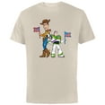 thumbnail image 1 of Disney and Pixar’s Toy Story Woody and Buzz Fourth of July - Short Sleeve Cotton T-Shirt for Adults - Customized-Natural, 1 of 5