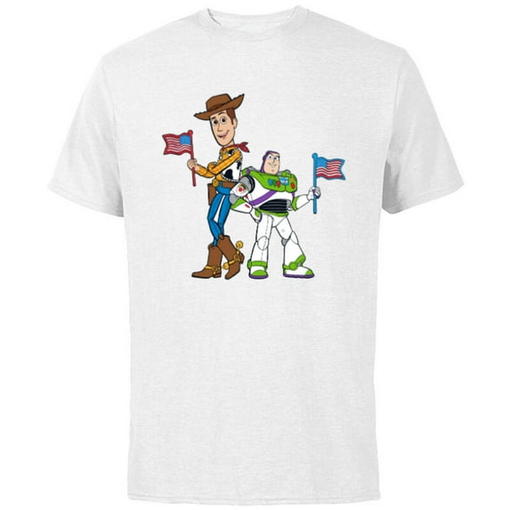 Disney and Pixar’s Toy Story Woody and Buzz Fourth of July - Short Sleeve Cotton T-Shirt for Adults - Customized-White