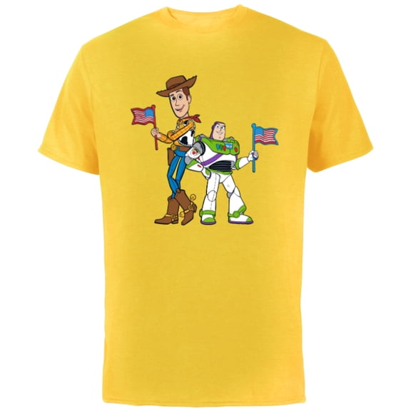 Disney and Pixar’s Toy Story Woody and Buzz Fourth of July - Short Sleeve Cotton T-Shirt for Adults - Customized-Yellow