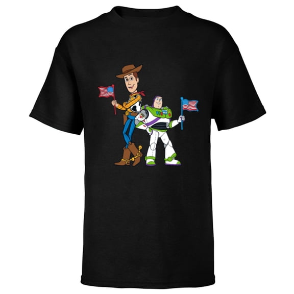 Disney and Pixar’s Toy Story Woody and Buzz Fourth of July - Short Sleeve T-Shirt for Kids - Customized-Black