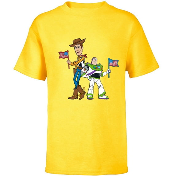 Disney and Pixar’s Toy Story Woody and Buzz Fourth of July - Short Sleeve T-Shirt for Kids - Customized-Yellow