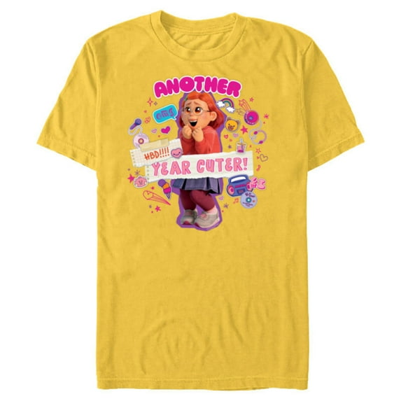 Disney and Pixar’s Turning Red Birthday Another Year Cuter - Short Sleeve Blended T-Shirt for Adults - Customized-Yellow