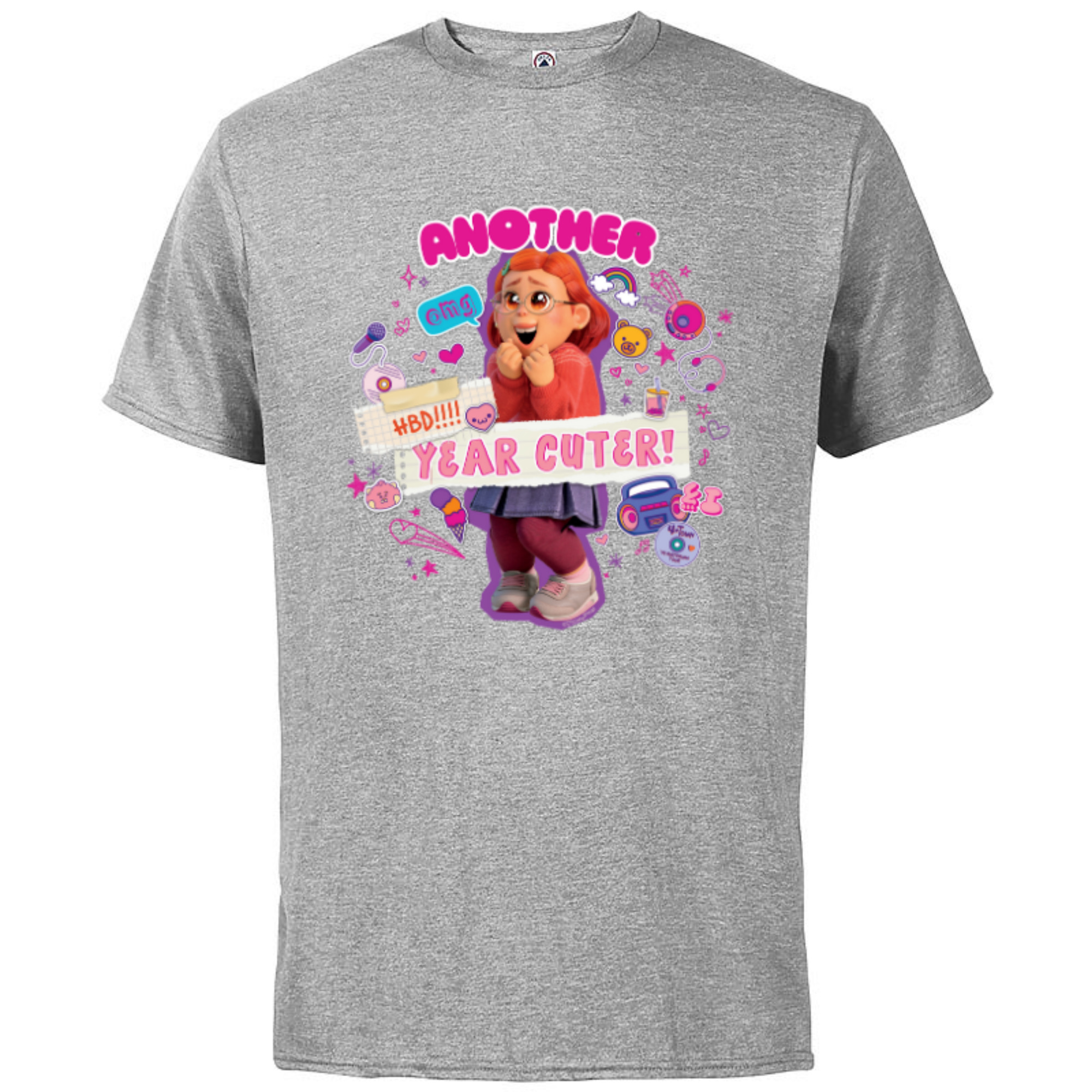 Disney and Pixar's Turning Red Birthday Another Year Cuter - Short Sleeve  Blended T-Shirt for Adults - Customized-Putty Snow Heather 