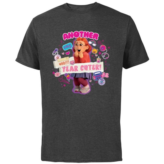 Disney and Pixar’s Turning Red Birthday Another Year Cuter - Short Sleeve Cotton T-Shirt for Adults - Customized-Charcoal