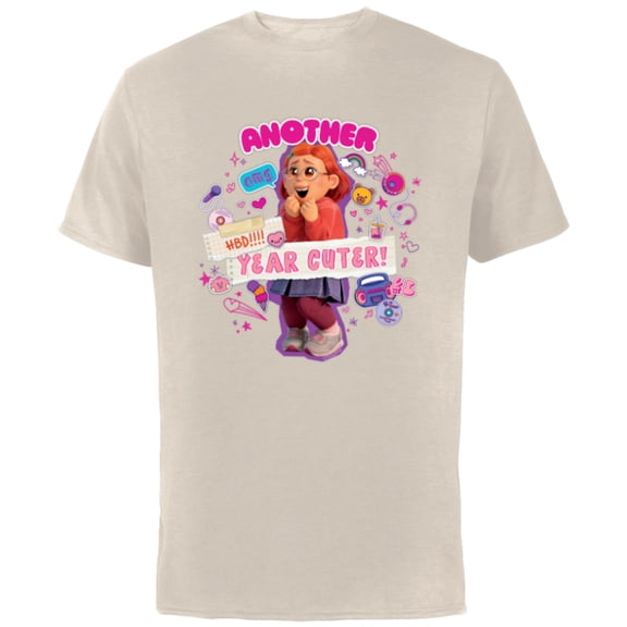 Disney and Pixar’s Turning Red Birthday Another Year Cuter - Short Sleeve Cotton T-Shirt for Adults - Customized-Natural