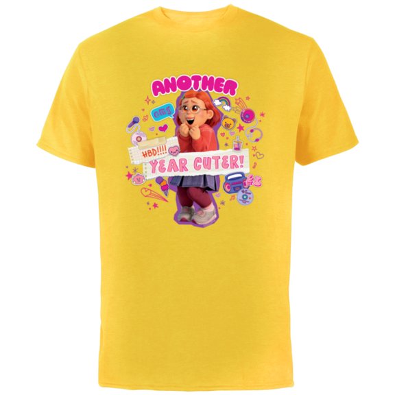 Disney and Pixar’s Turning Red Birthday Another Year Cuter - Short Sleeve Cotton T-Shirt for Adults - Customized-Yellow