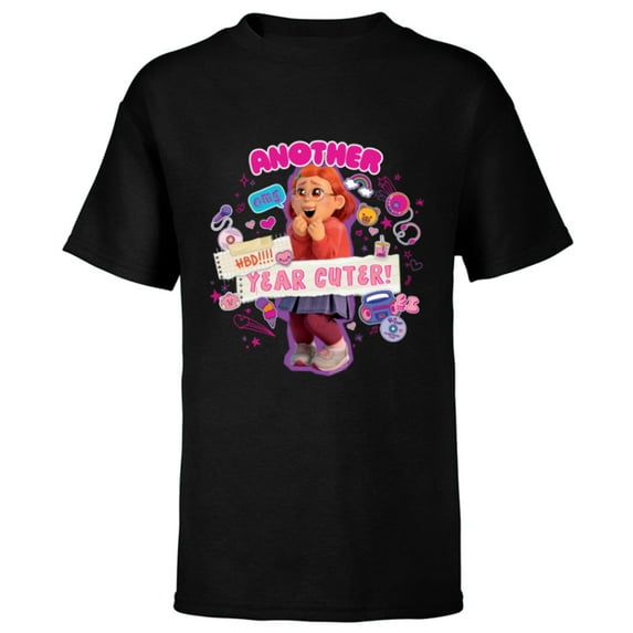 Disney and Pixar’s Turning Red Birthday Another Year Cuter - Short Sleeve T-Shirt for Kids - Customized-Black