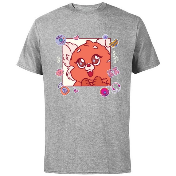 Disney and Pixar’s Turning Red Fluffy Cute ‘90s Panda Mei - Short Sleeve Cotton T-Shirt for Adults - Customized-Athletic Heather
