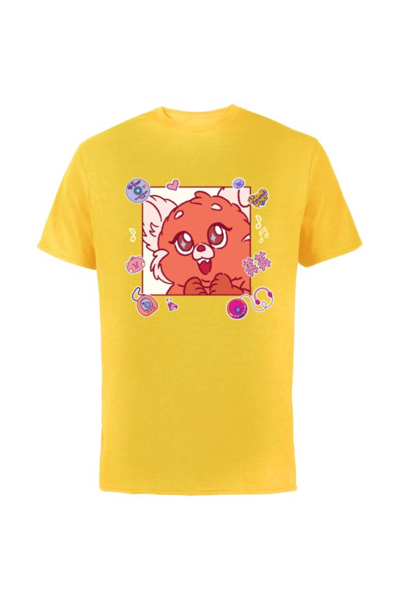 Disney and Pixar’s Turning Red Fluffy Cute ‘90s Panda Mei - Short Sleeve Cotton T-Shirt for Adults - Customized-Yellow