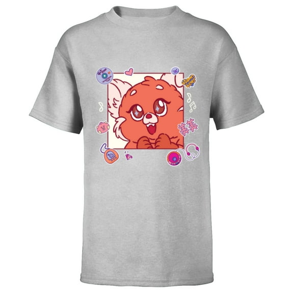 Disney and Pixar’s Turning Red Fluffy Cute ‘90s Panda Mei - Short Sleeve T-Shirt for Kids - Customized-Athletic Heather
